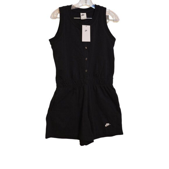 NIKE (WT) Black Romper Shorts 1/2 Front Snaps Cotton Sleeveless Girls Junior XL - Picture 1 of 12